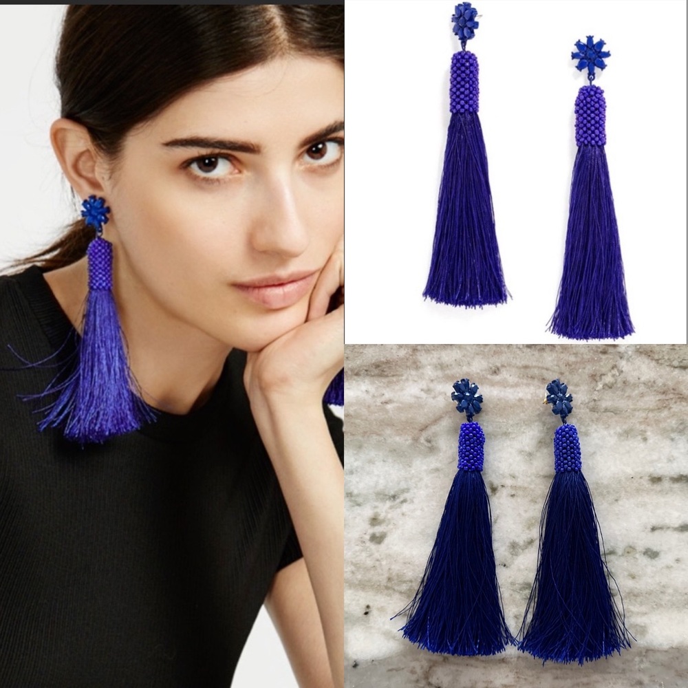 Baublebar Cobalt Blue Oversized Tassel Statement Earrings